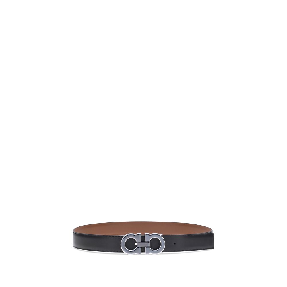 Ferragamo Schwarzer Kalbsleder Bos Taurus Regular Gürtel