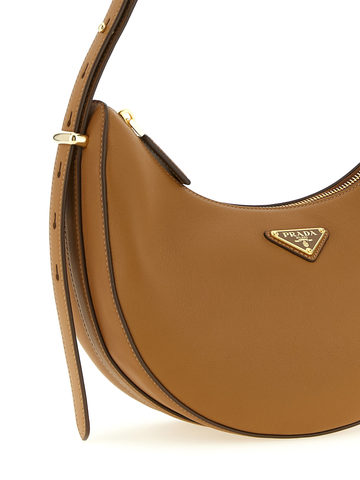 Prada Braunes Kalbsleder Damen Crossbody Tasche