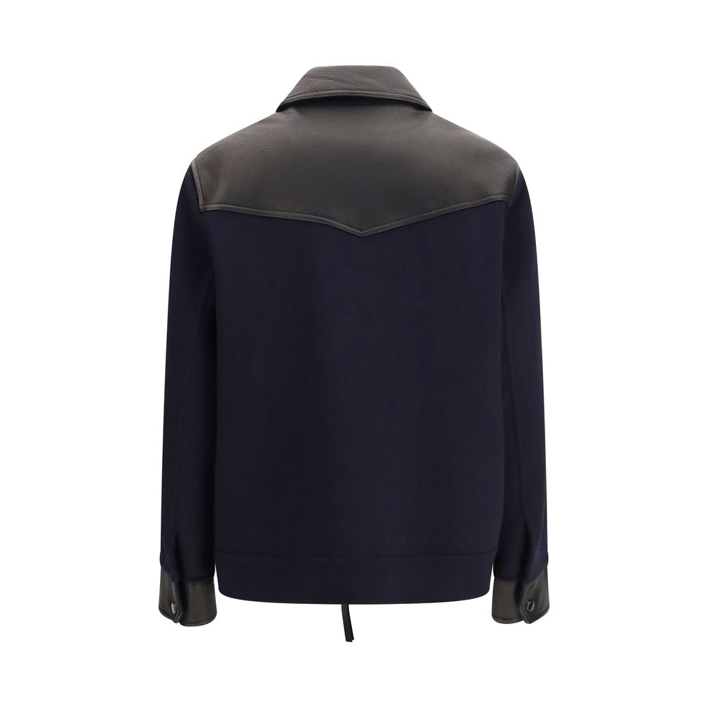 P.A.R.O.S.H. Blaue Lammfelljacke Aries Leder