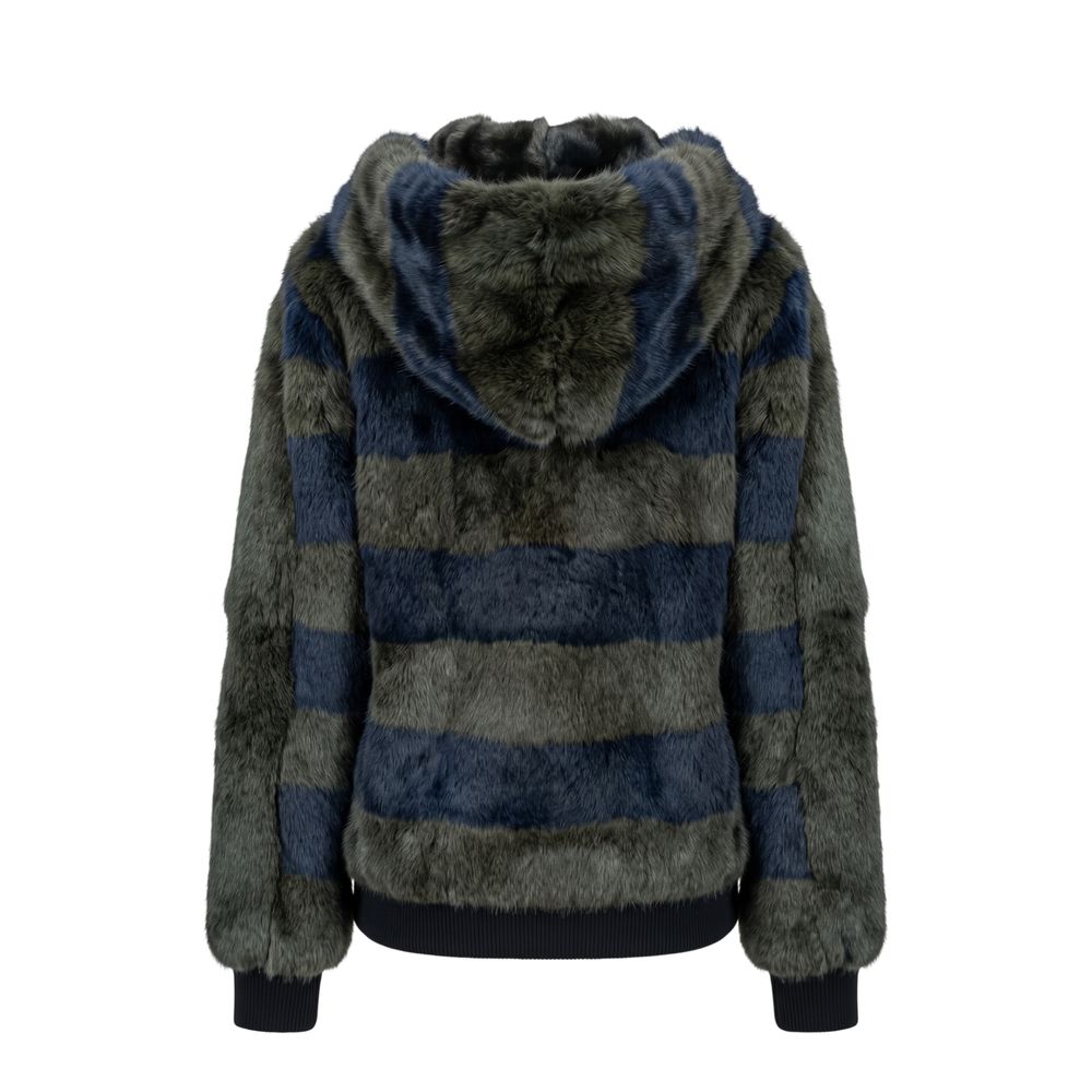 Mr&Mrs Italy Grüne Jacke aus Kaninchenfell für Damen