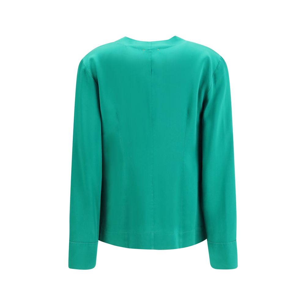 Forte_Forte Zweifarbige Seidenhemdbluse
