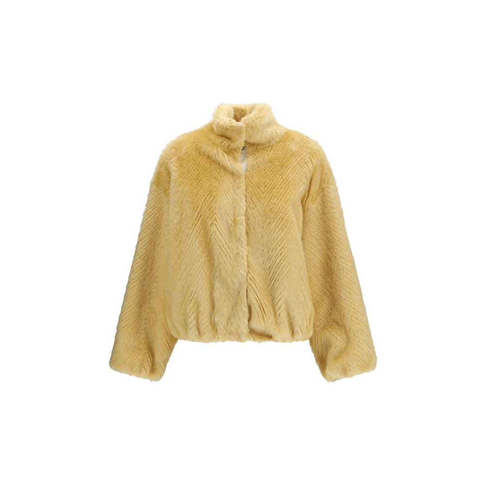 Forte_Forte Goldfarbene Bomberjacke aus Modacryl