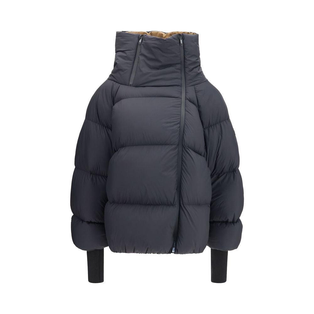 Ganni Schwarze Polyamid-Jacke in voller Länge