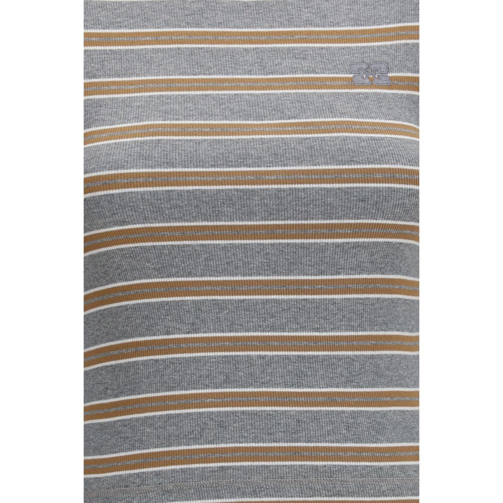 Ganni Graues Baumwoll-Langarmshirt