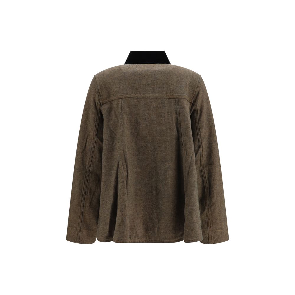 Ganni Braune Baumwoll-Denimjacke