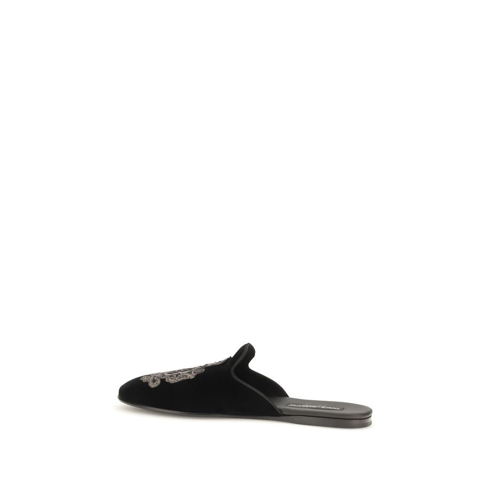 Dolce & Gabbana Schwarze Samt-Slipper