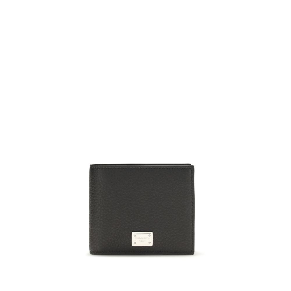 Dolce & Gabbana Schwarzes Kalbsleder Bos Taurus Portemonnaie