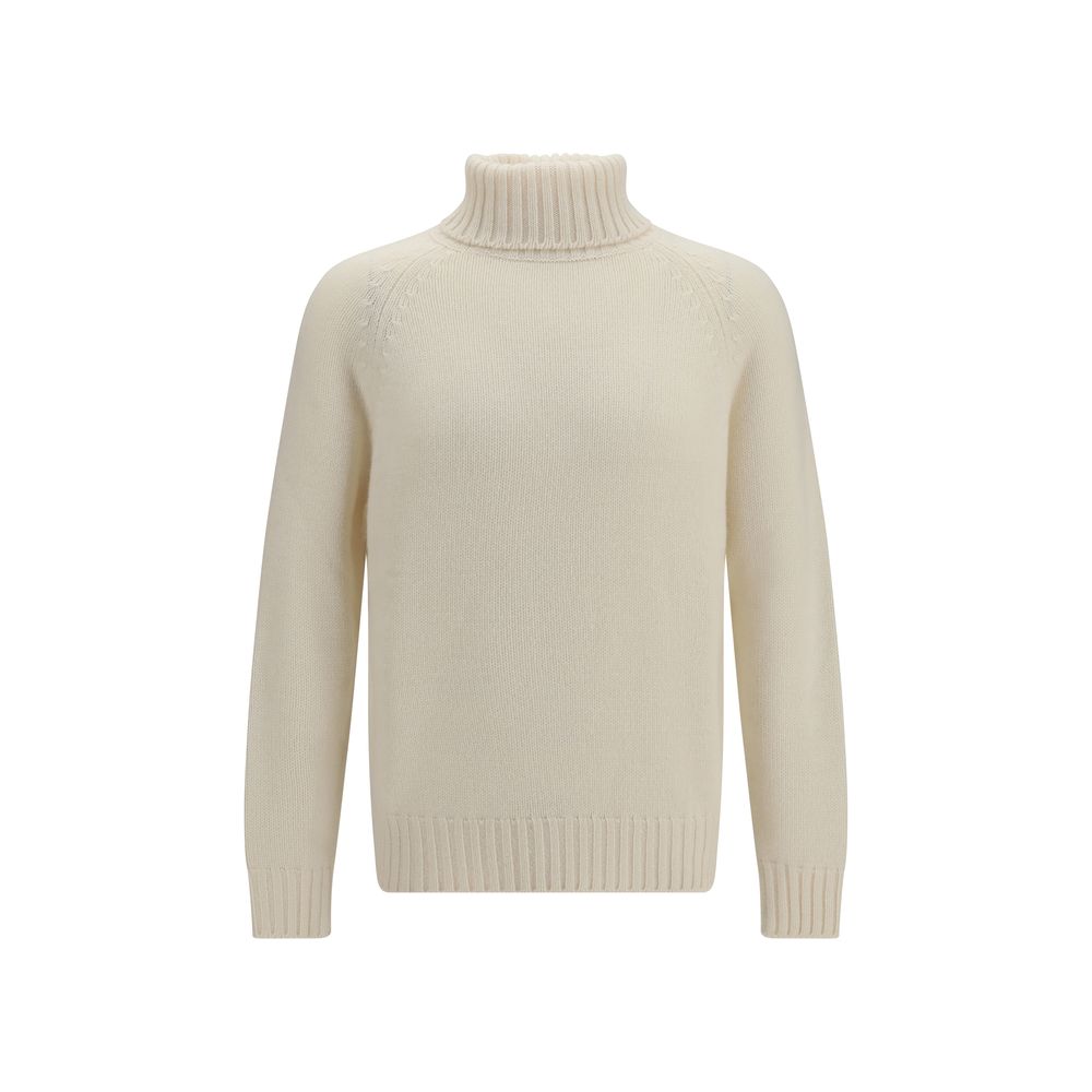 Umit Benan Weißer Kaschmir-Rollkragenpullover