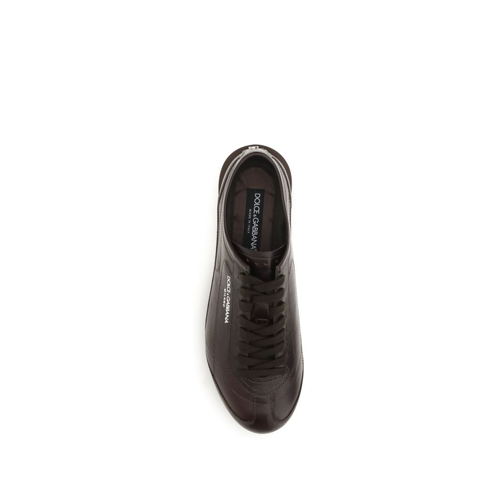 Dolce & Gabbana Braune Kalbsleder Bos Taurus Low Top Sneaker