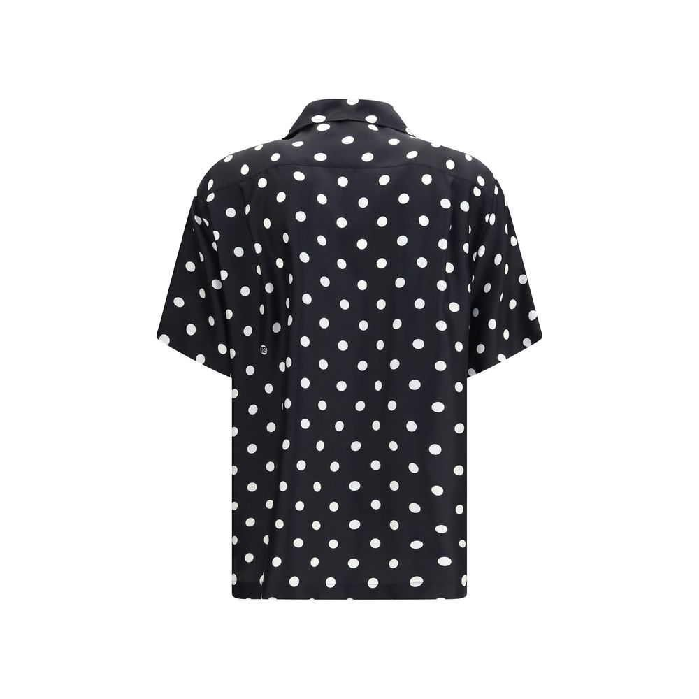 Dolce & Gabbana Schwarzes Seiden-Shirt mit kurzen Ärmeln