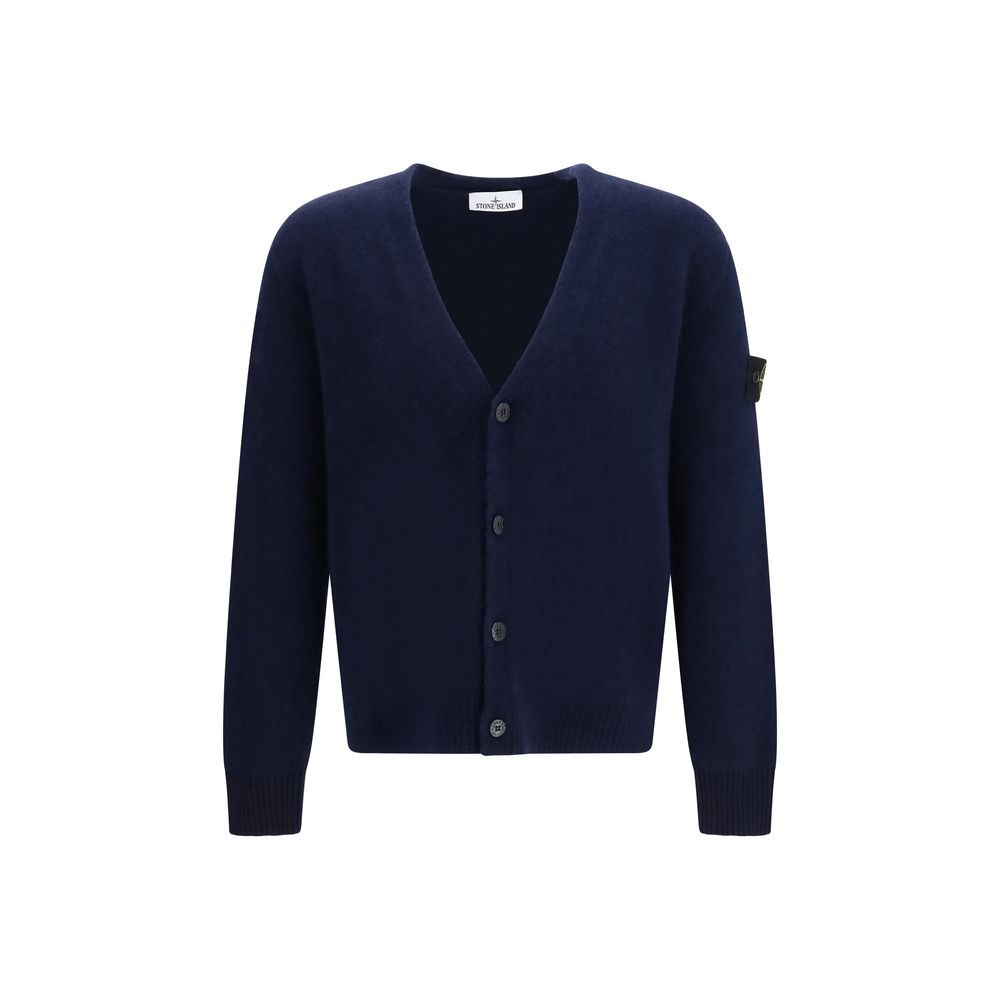 Stone Island Blauer Cardigan aus Alpakawolle