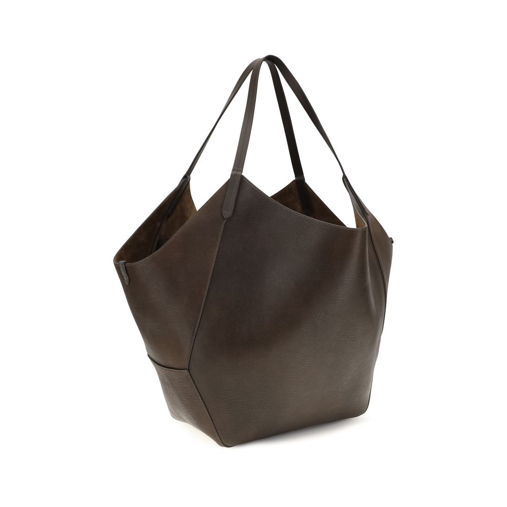 Brunello Cucinelli Braune Kalbsleder Bos Taurus Handtasche