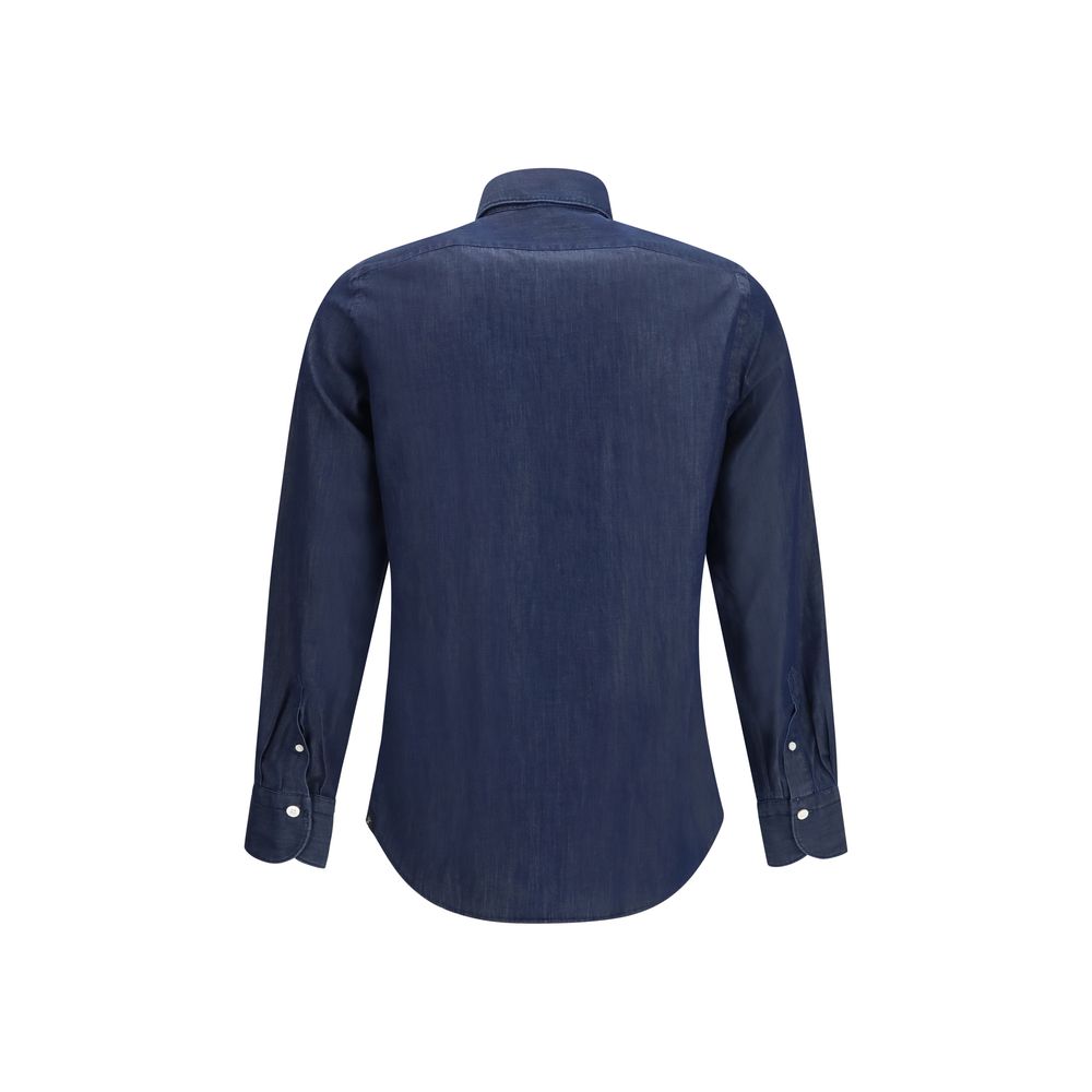 Finamore Blaues Denim-Hemd