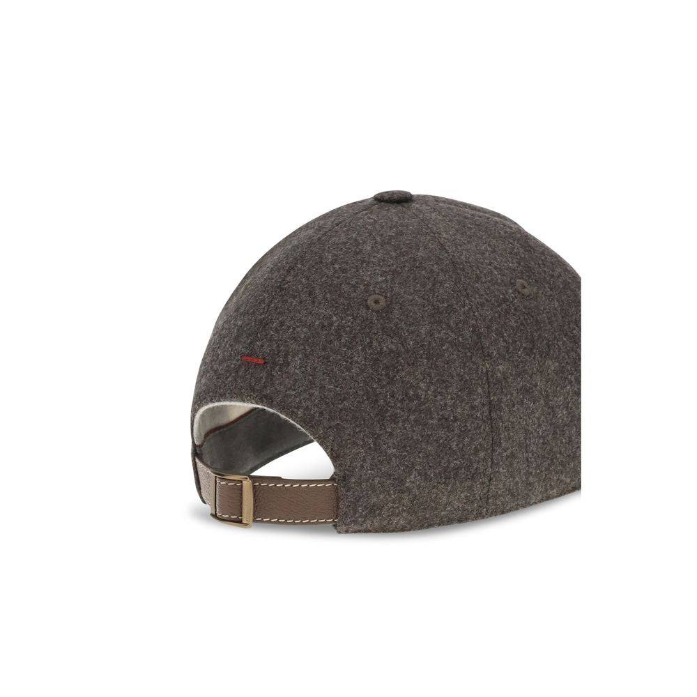 Brunello Cucinelli Braune Wollmütze Aries (Baseballkappe)