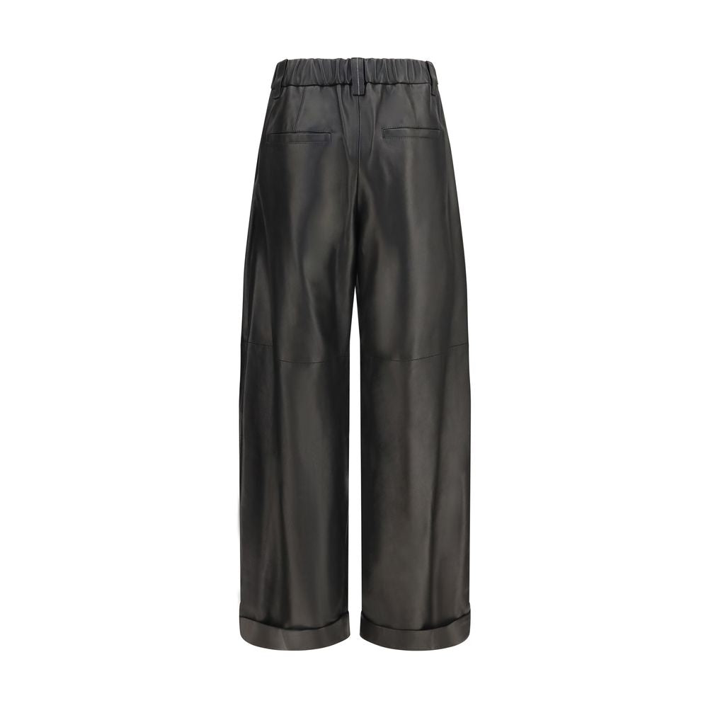 Brunello Cucinelli Schwarze Lederhose