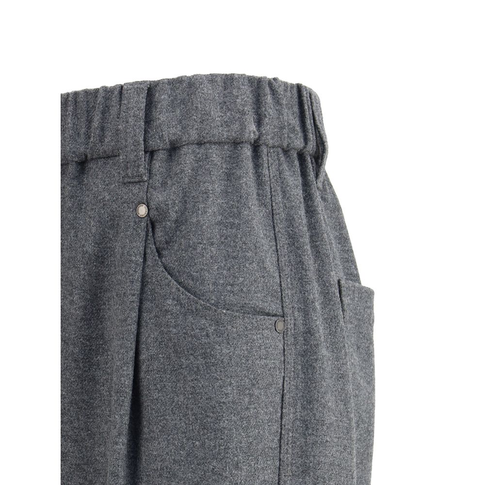 Brunello Cucinelli Graue Woll-Freizeithose