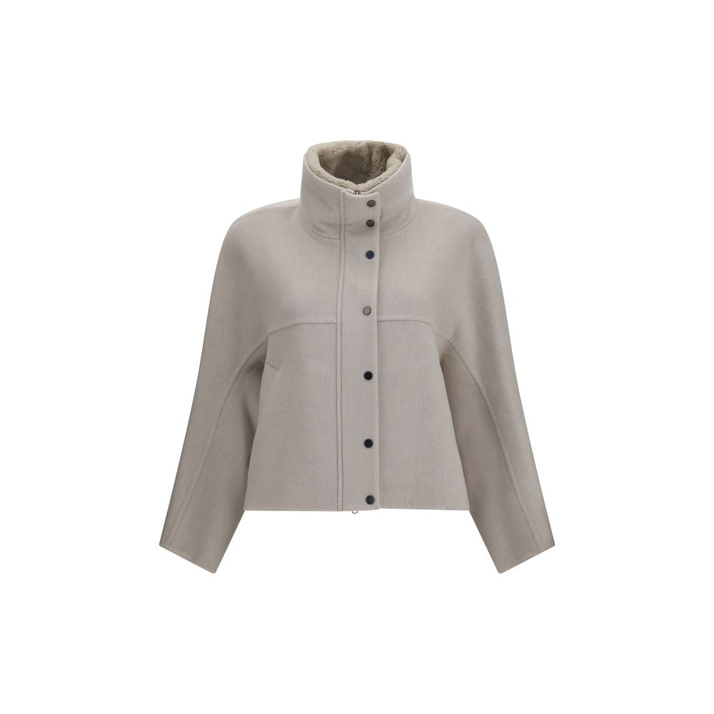 Brunello Cucinelli Weißer Wollmantel Aries
