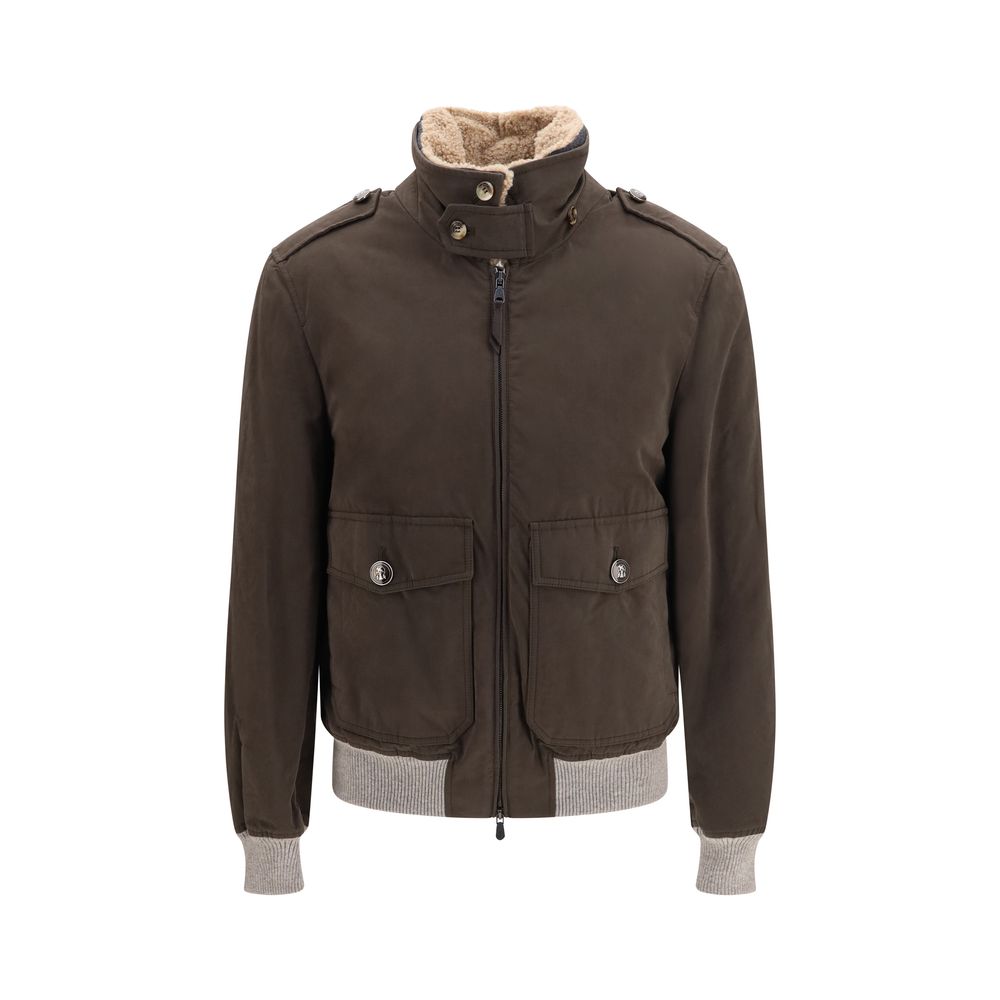 Brunello Cucinelli Brauner Baumwoll-Bomber