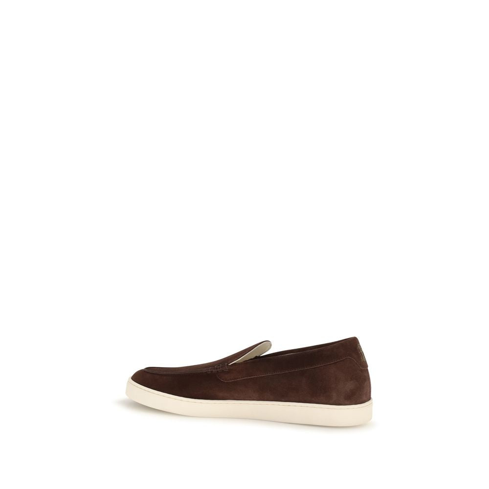 Brunello Cucinelli Bordeaux Kalbsleder Bos Taurus Loafer zum Hineinschlüpfen