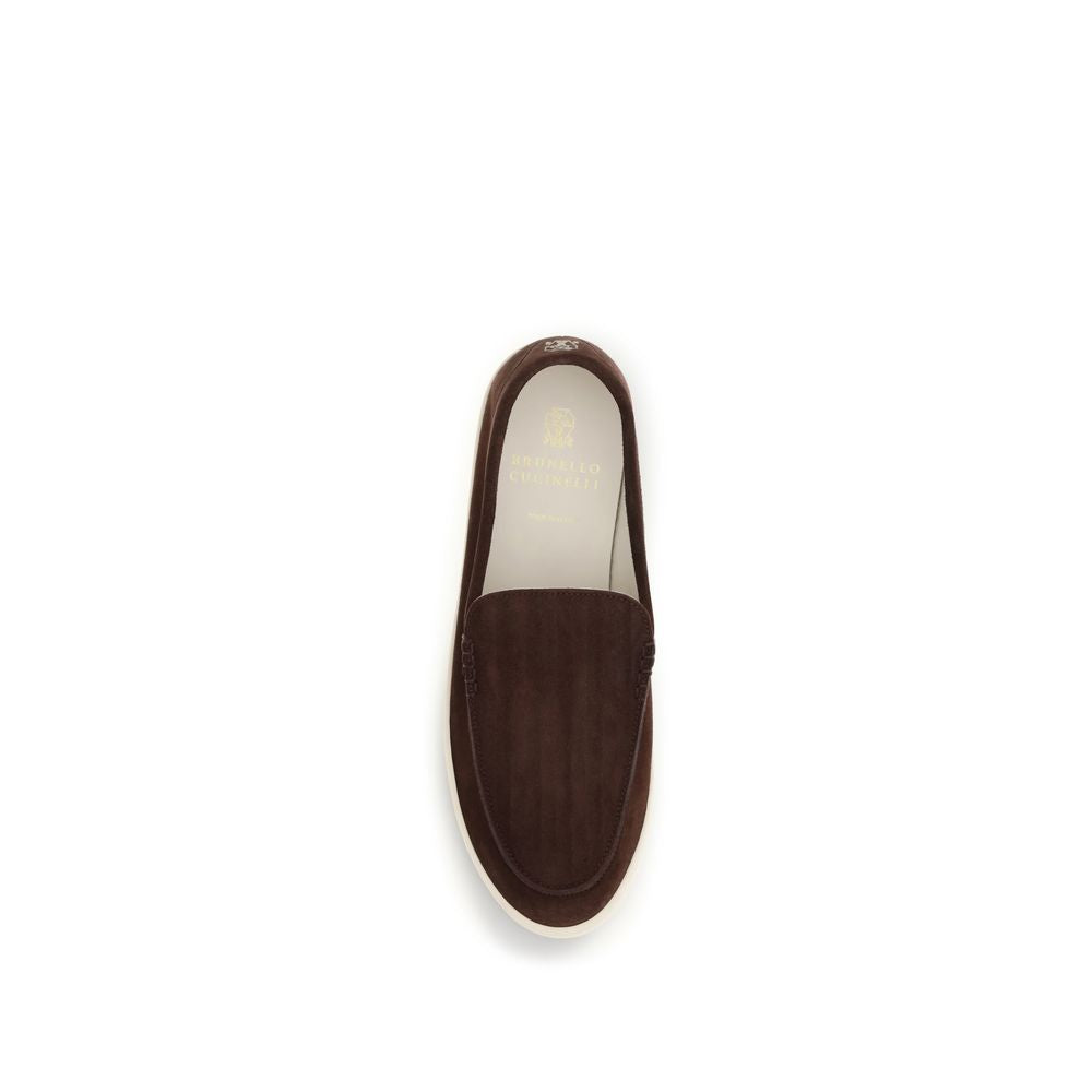 Brunello Cucinelli Bordeaux Kalbsleder Bos Taurus Loafer zum Hineinschlüpfen