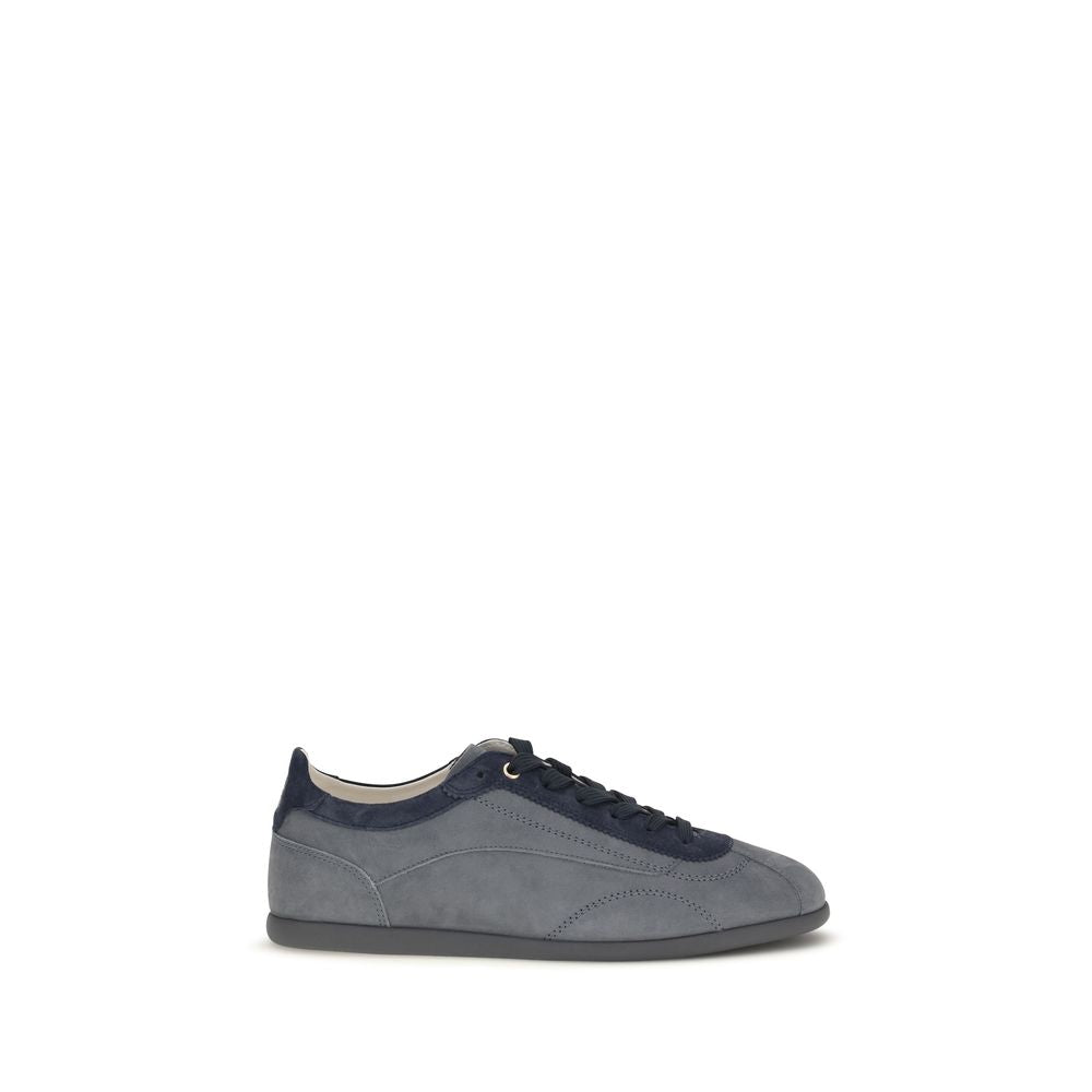 Brunello Cucinelli Graue Bos Taurus Kalbsleder Low-Top-Sneaker