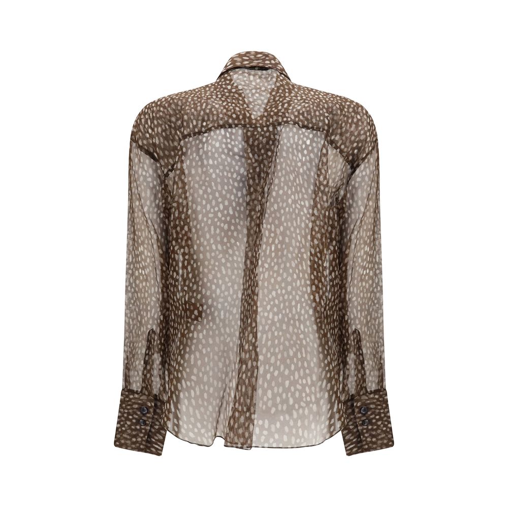 Brunello Cucinelli Hemd mit braunem Seidenmuster