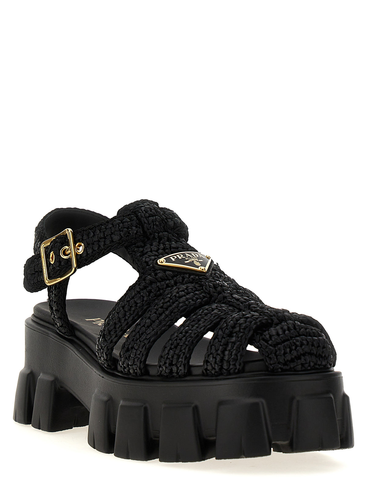 Prada Schwarze Plateau-Sandalen aus Viskose