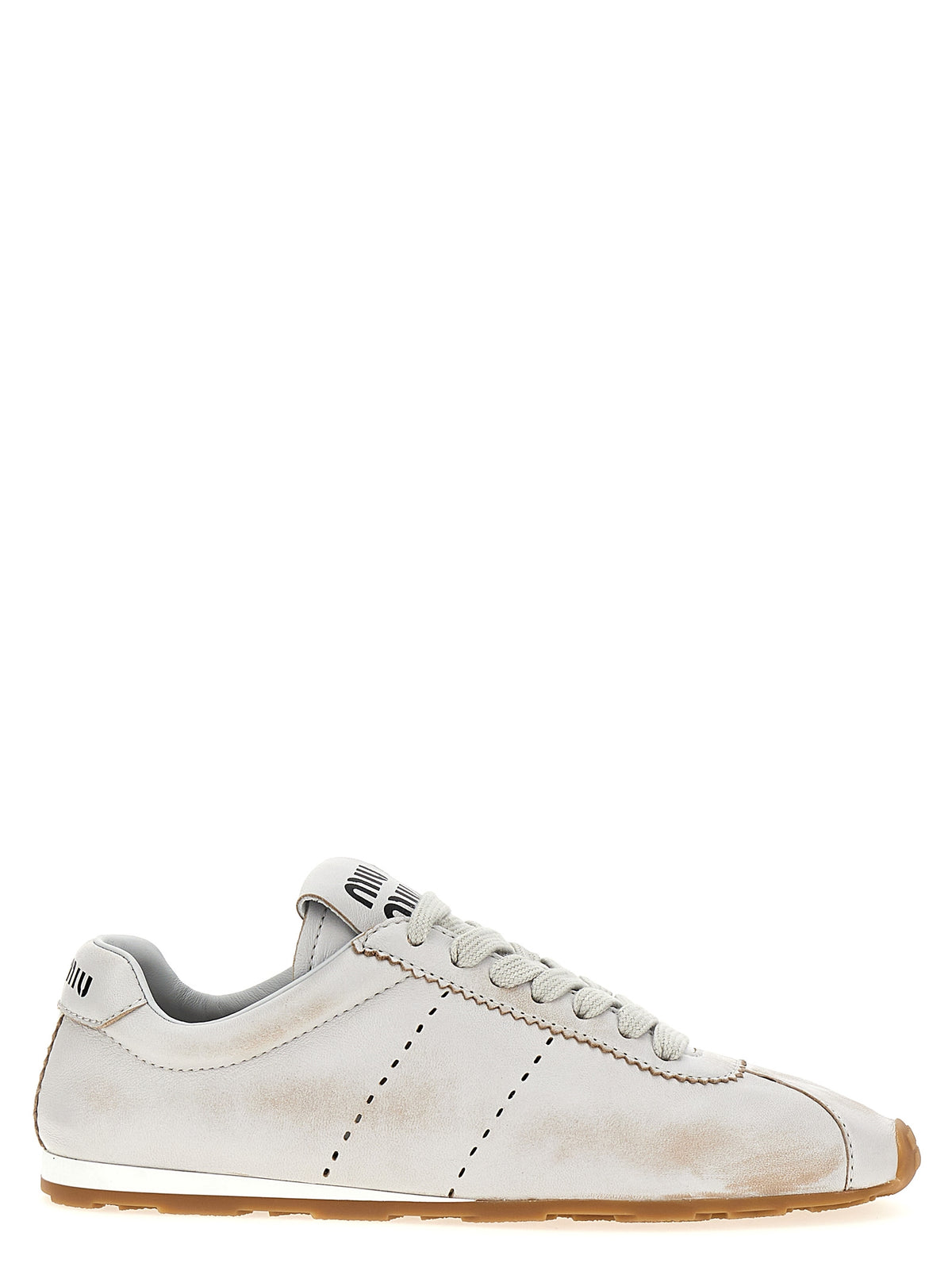 Miu Miu Weiße Kalbsleder Low-Top-Sneaker