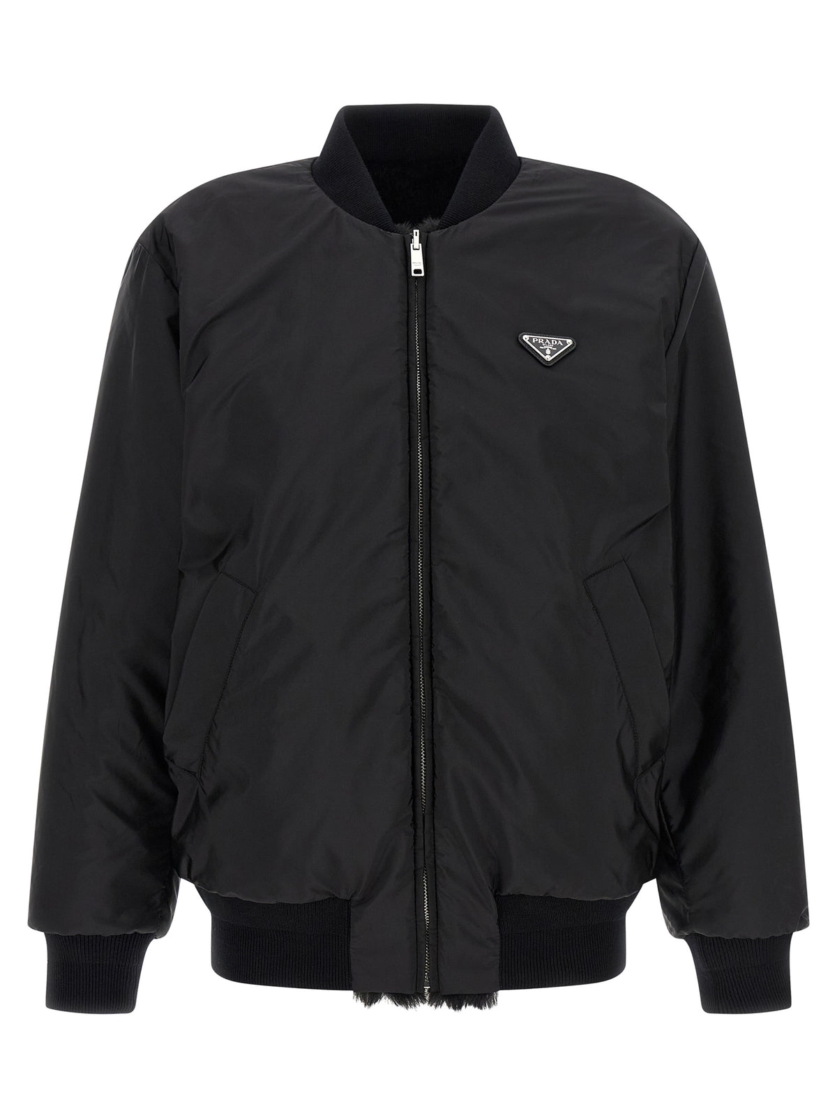 Prada Schwarzer Bomber aus recyceltem Polyamid