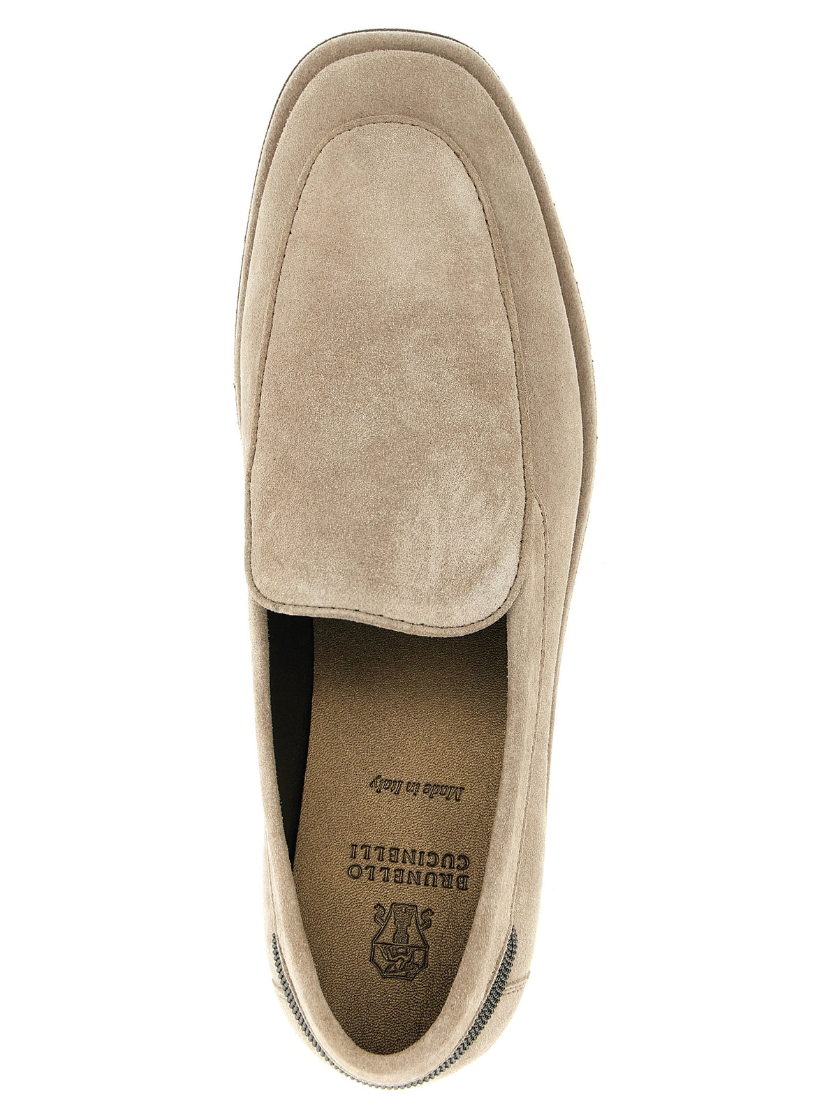 Brunello Cucinelli Beige Calfskin Slip-On Loafers