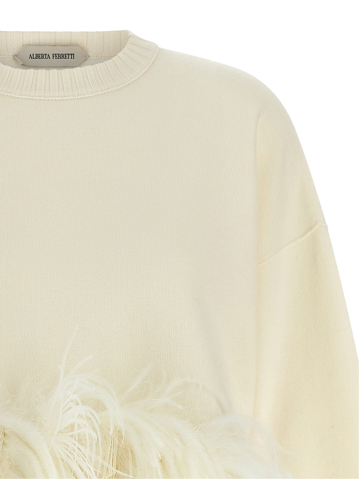 Alberta Ferretti Weiße Strickjacke aus reiner Schurwolle
