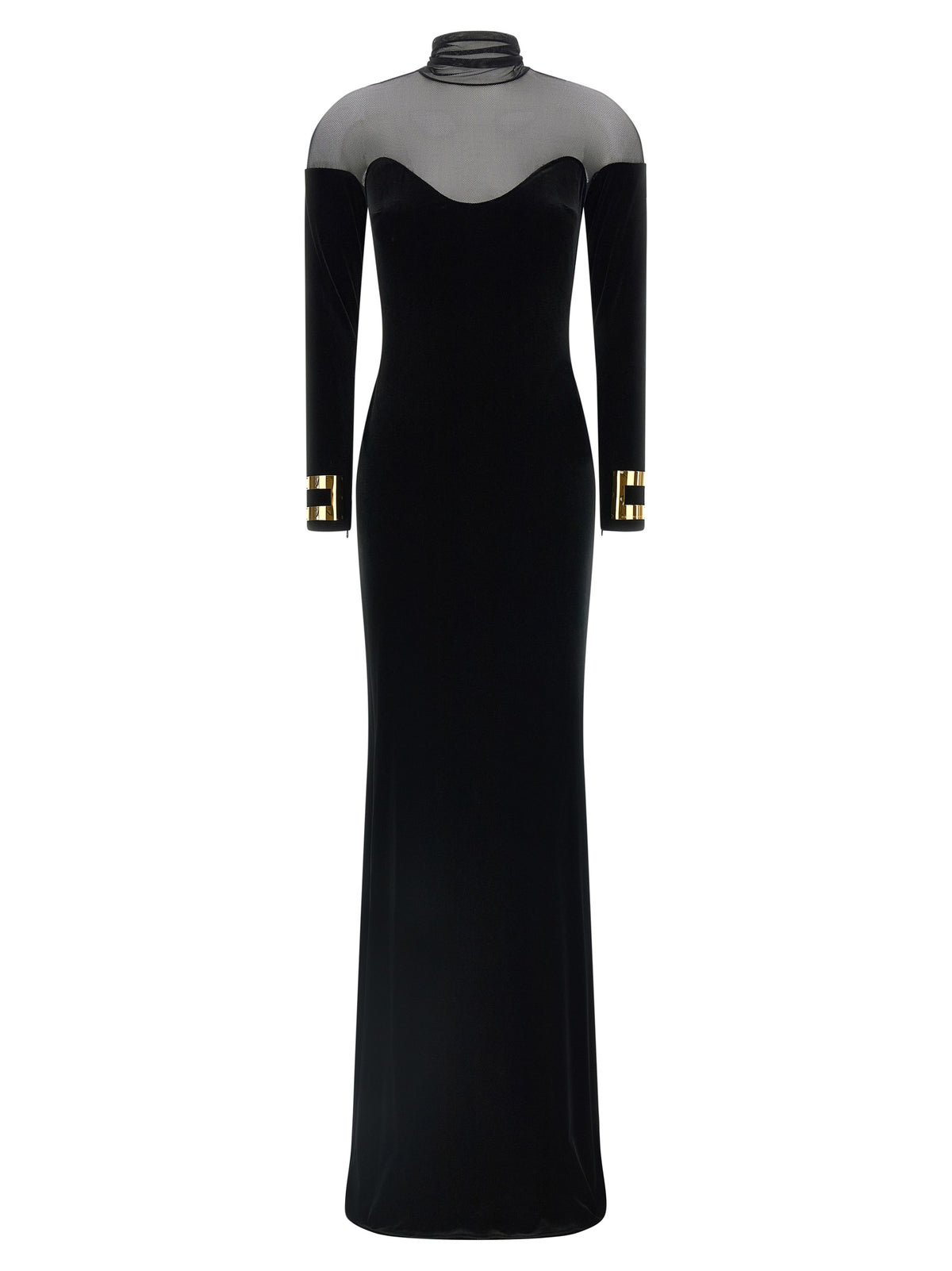 Elisabetta Franchi Schwarzes Maxikleid aus Polyester