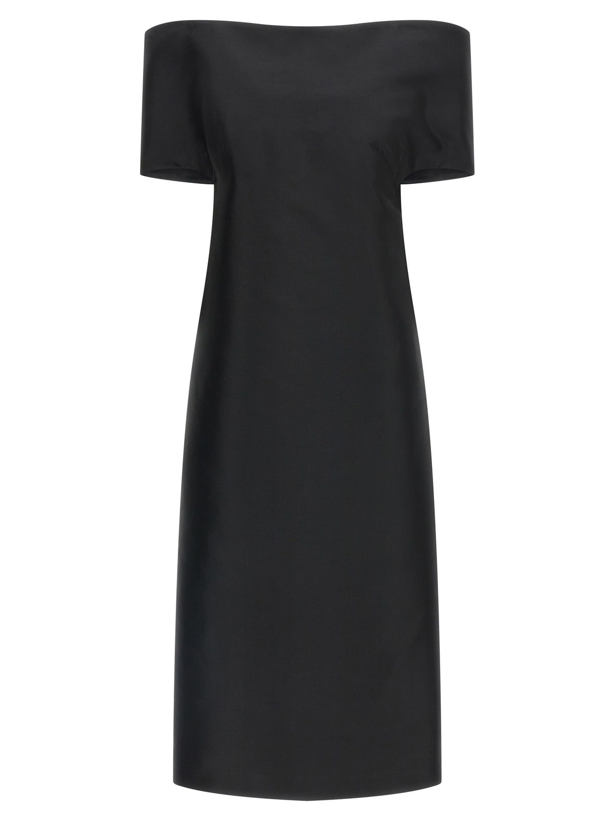 Jil Sander Schwarzes Seiden-Midikleid