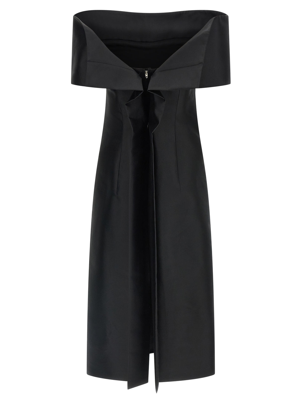 Jil Sander Schwarzes Seiden-Midikleid
