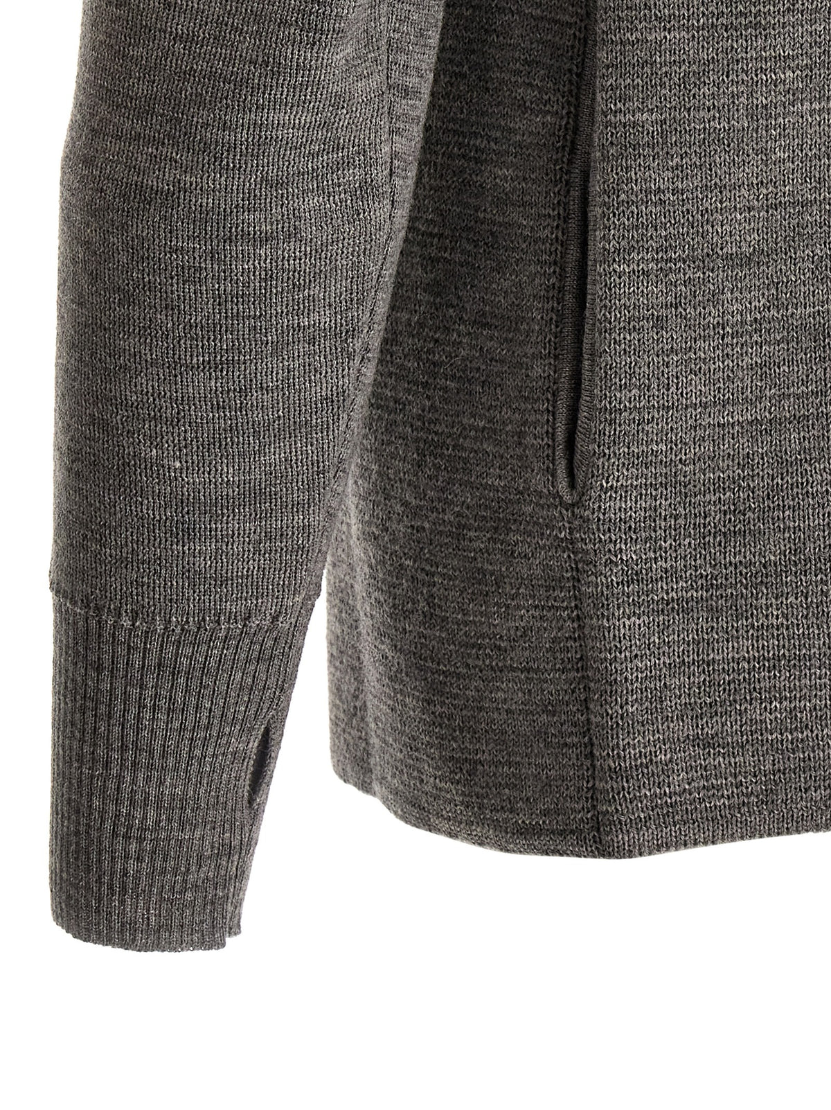 MA'RY'YA Grauer Cardigan aus reiner Schurwolle