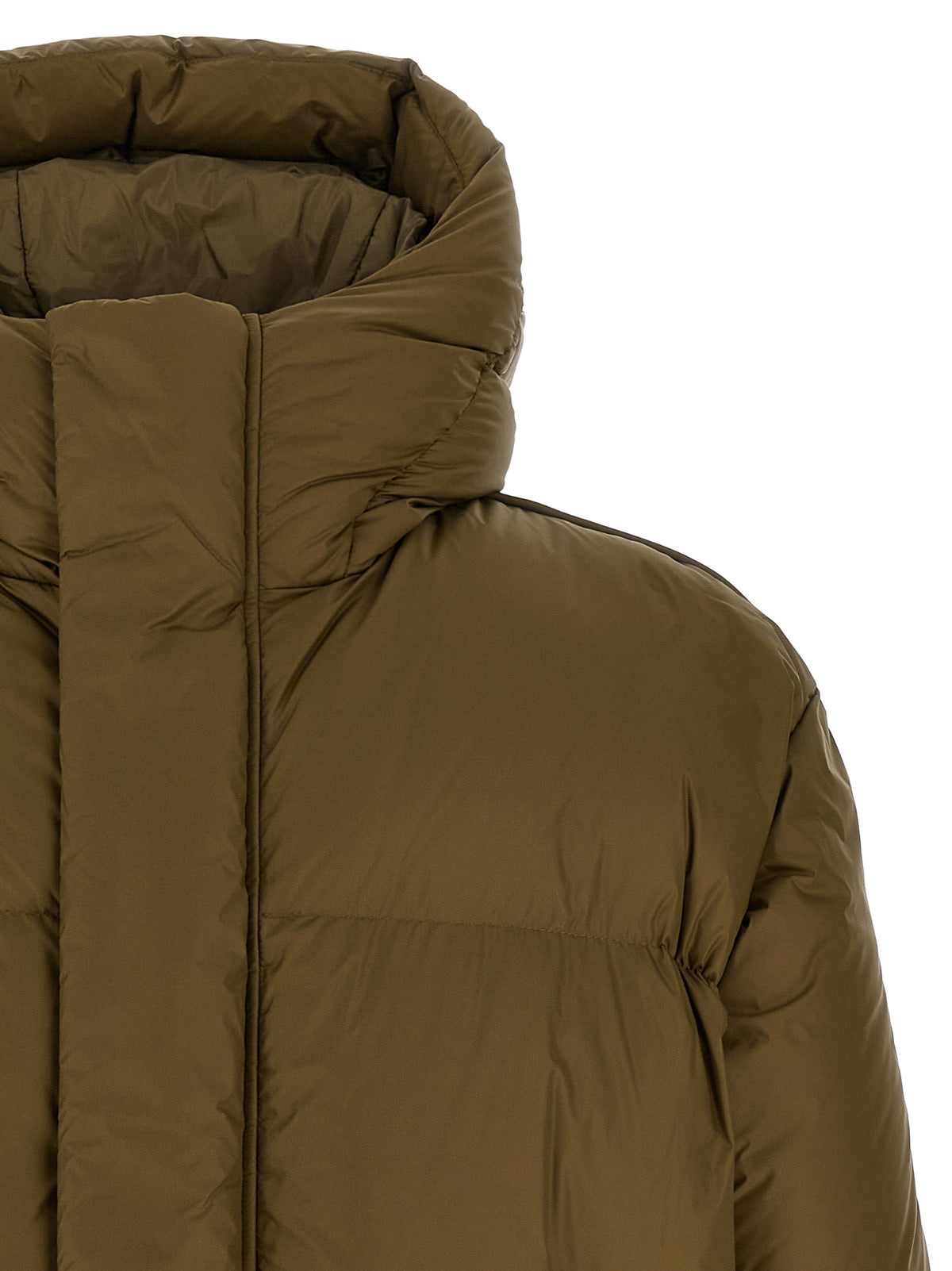 LAMINAR Zweifarbige Polyamid-Steppjacke in voller Länge