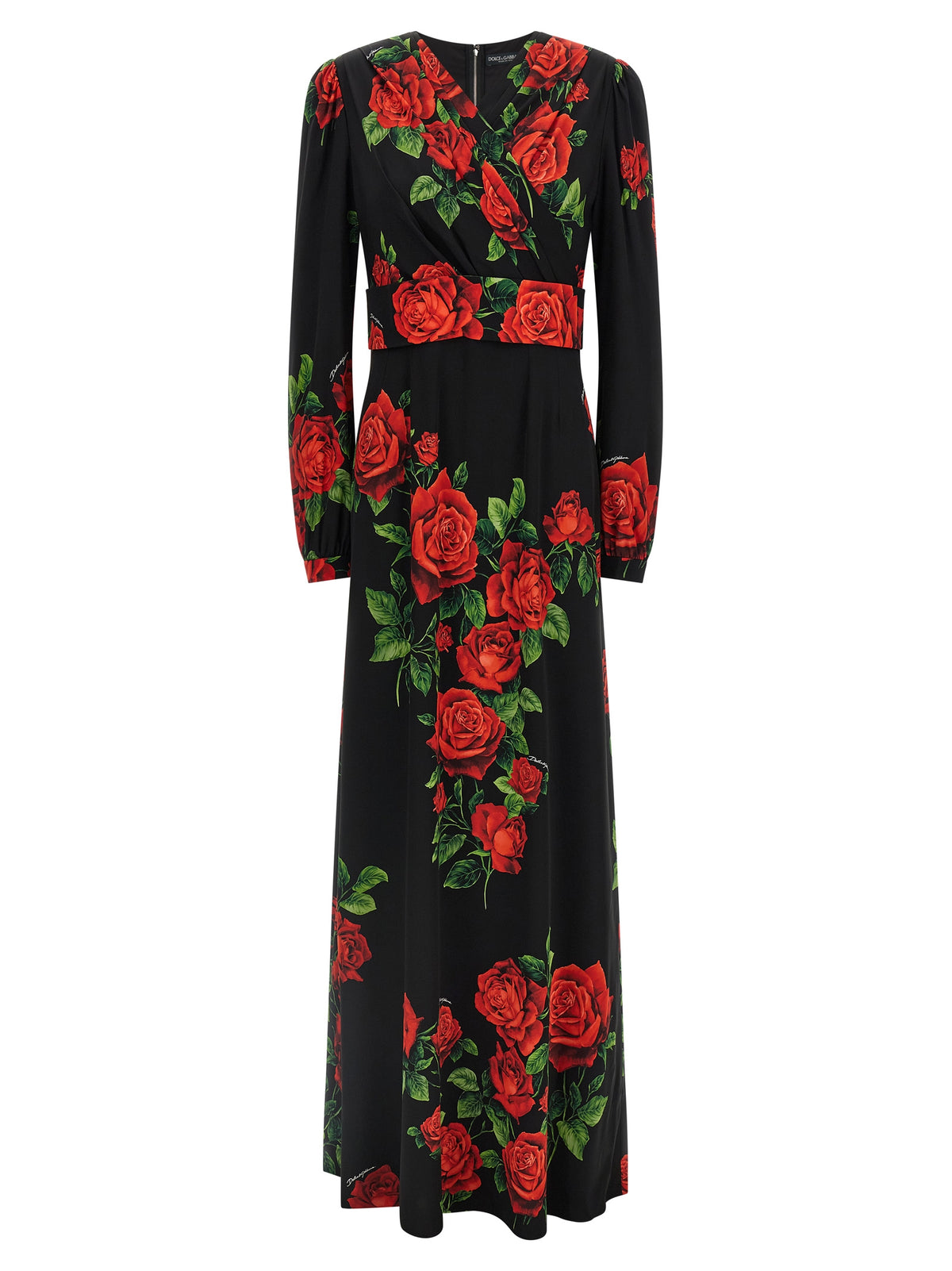 Dolce & Gabbana Langes Seidenkleid in Rot
