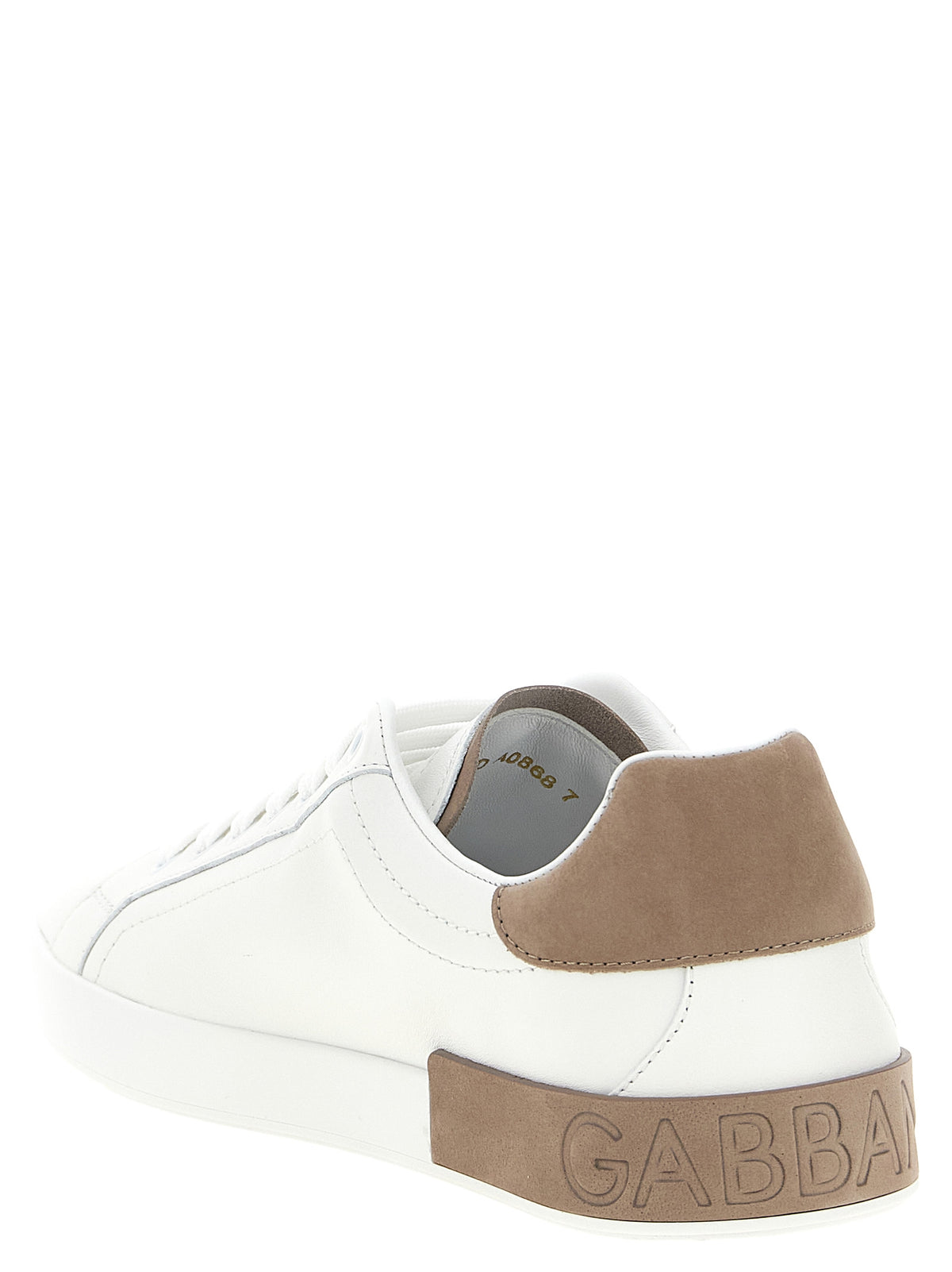 Dolce & Gabbana Beige Kalbsleder Low-Top-Sneaker