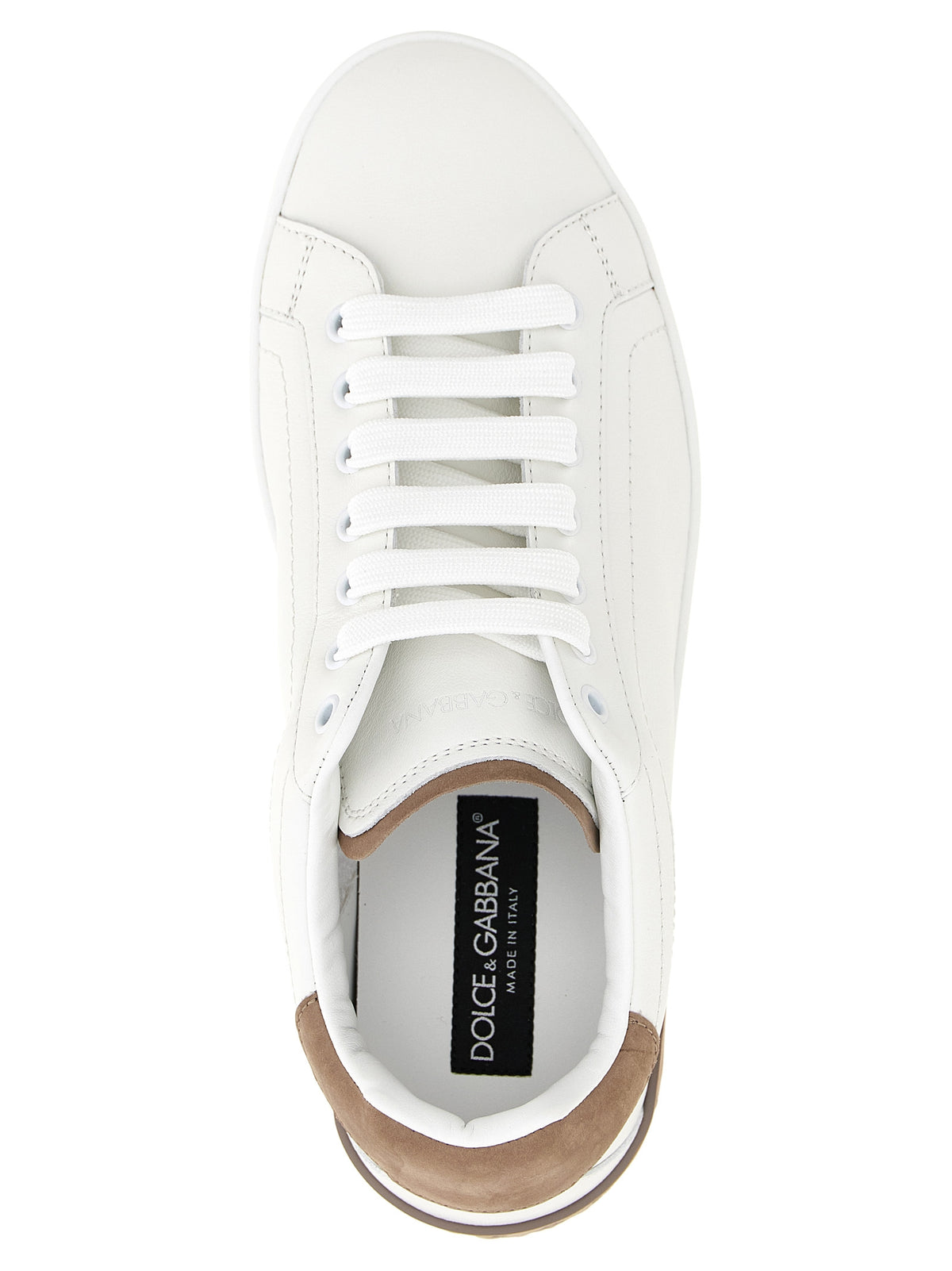 Dolce & Gabbana Beige Kalbsleder Low-Top-Sneaker