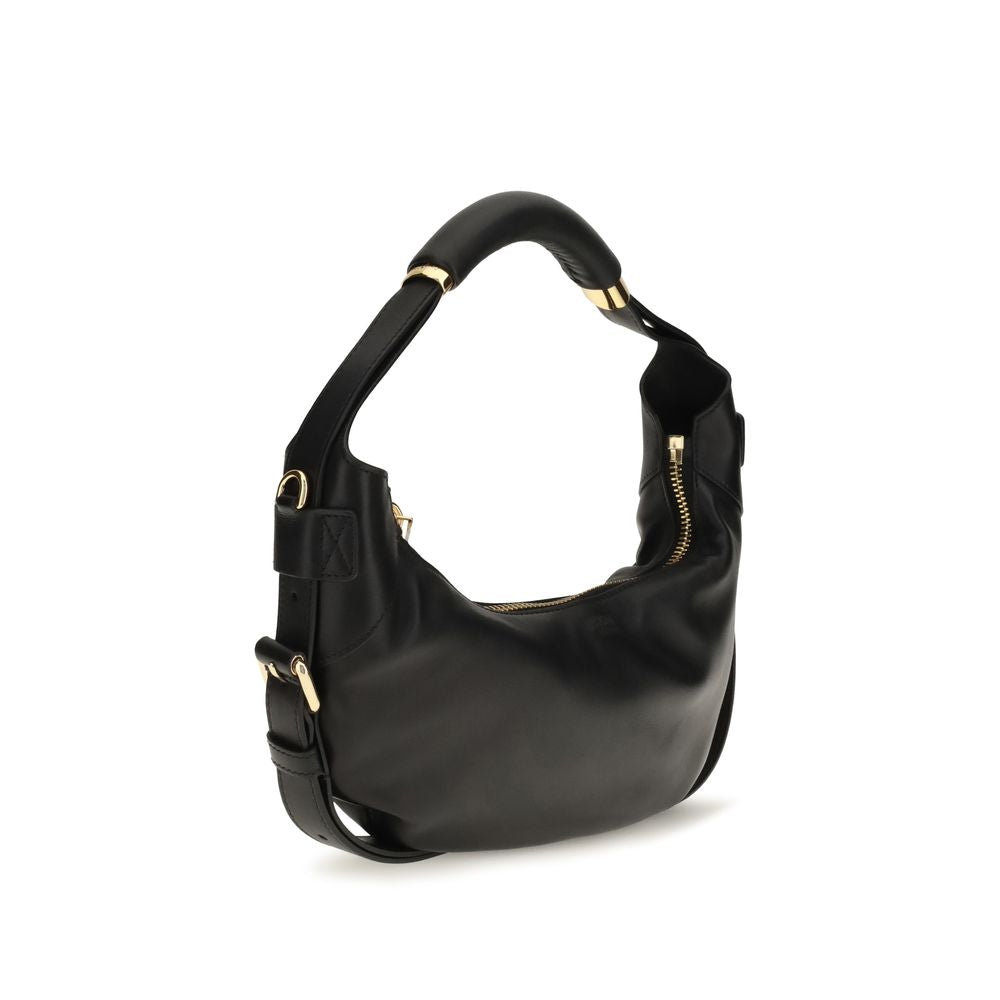 Moschino Schwarze Bos Taurus Kalbsleder Schultertasche