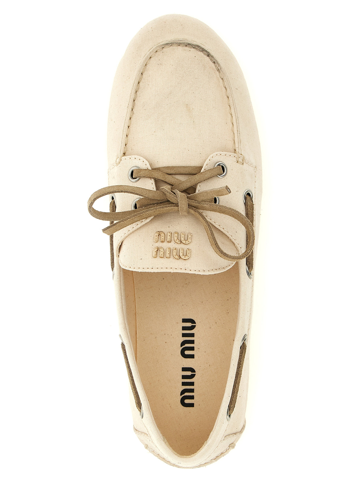 Miu Miu Beige Baumwoll-Slipper
