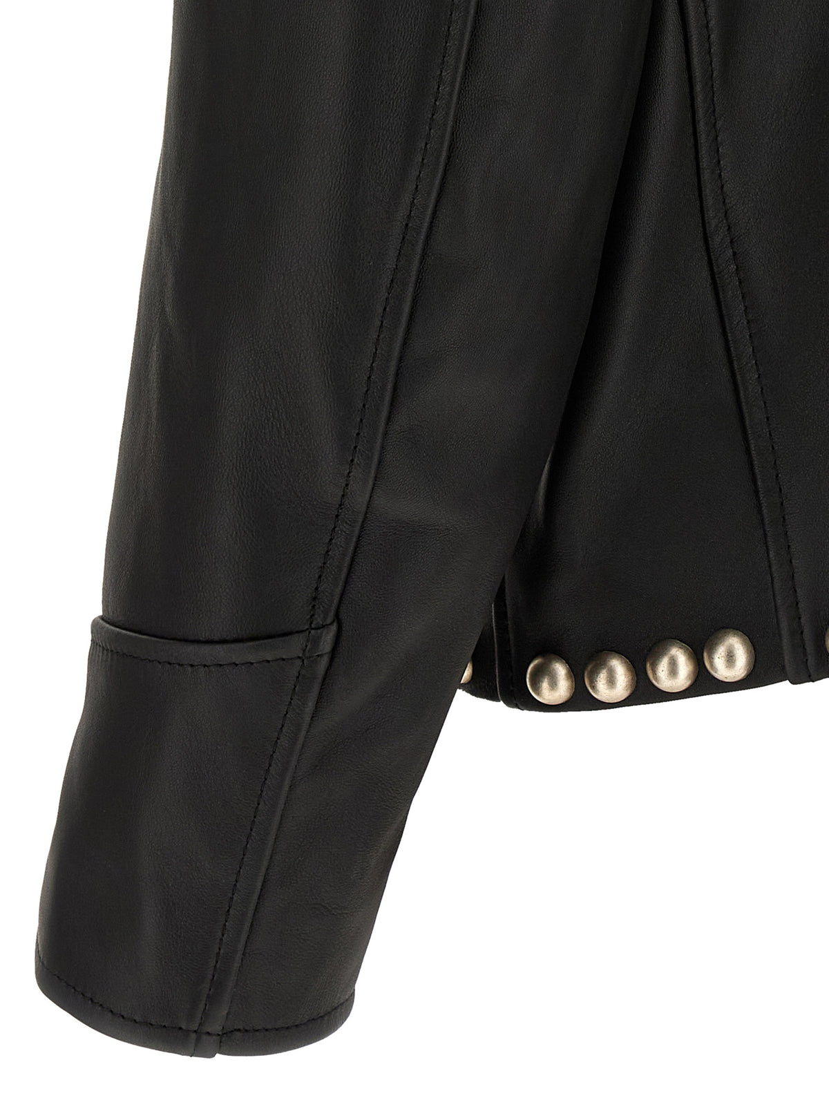 SECOND/LAYER Schwarze Lederjacke aus Kalbsleder