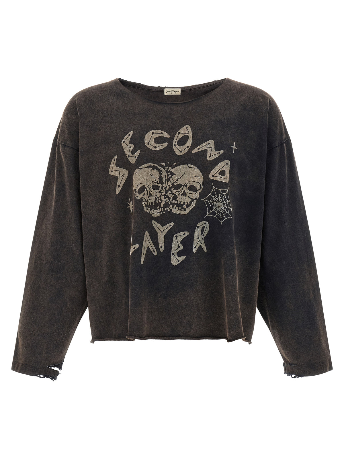 SECOND/LAYER Schwarzes Baumwoll-T-Shirt