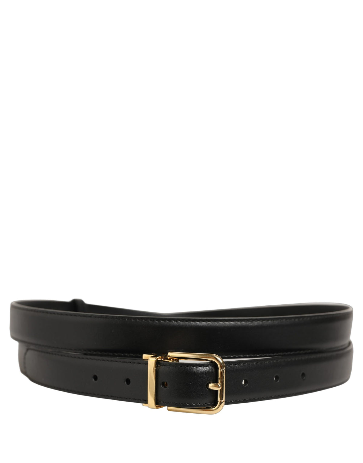 Dolce & Gabbana Schwarzer Ledergürtel mit doppeltem Wickel und Metallschnalle