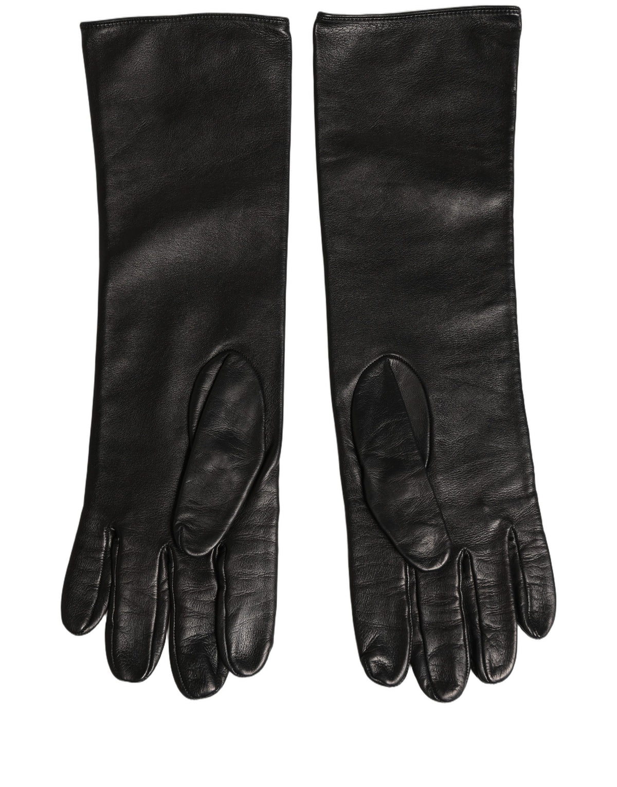 Dolce & Gabbana Schwarze Handschuhe aus echtem Leder mit geprägtem DG-Logo