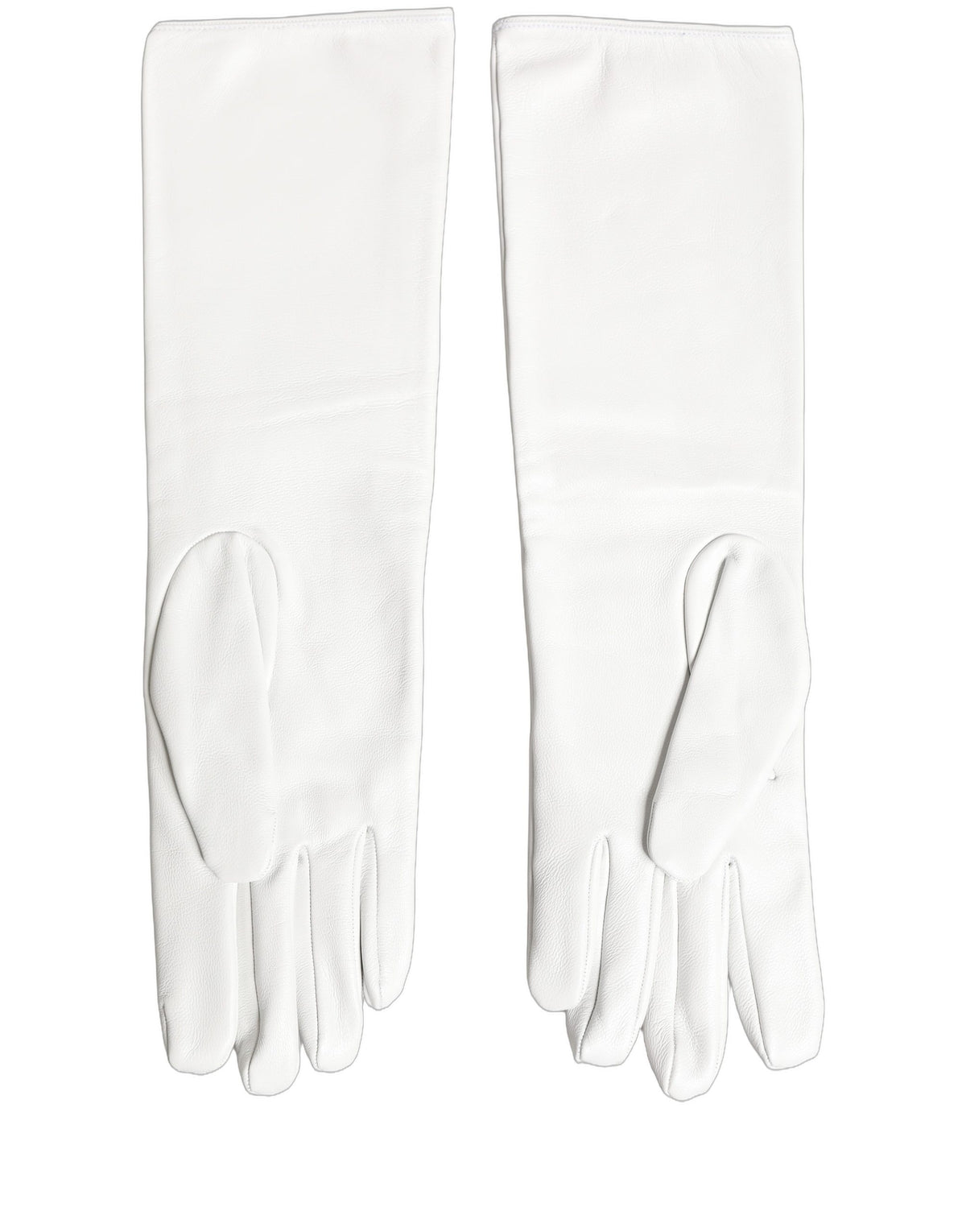 Dolce & Gabbana Weiße Handschuhe aus echtem Leder mit geprägtem DG-Logo