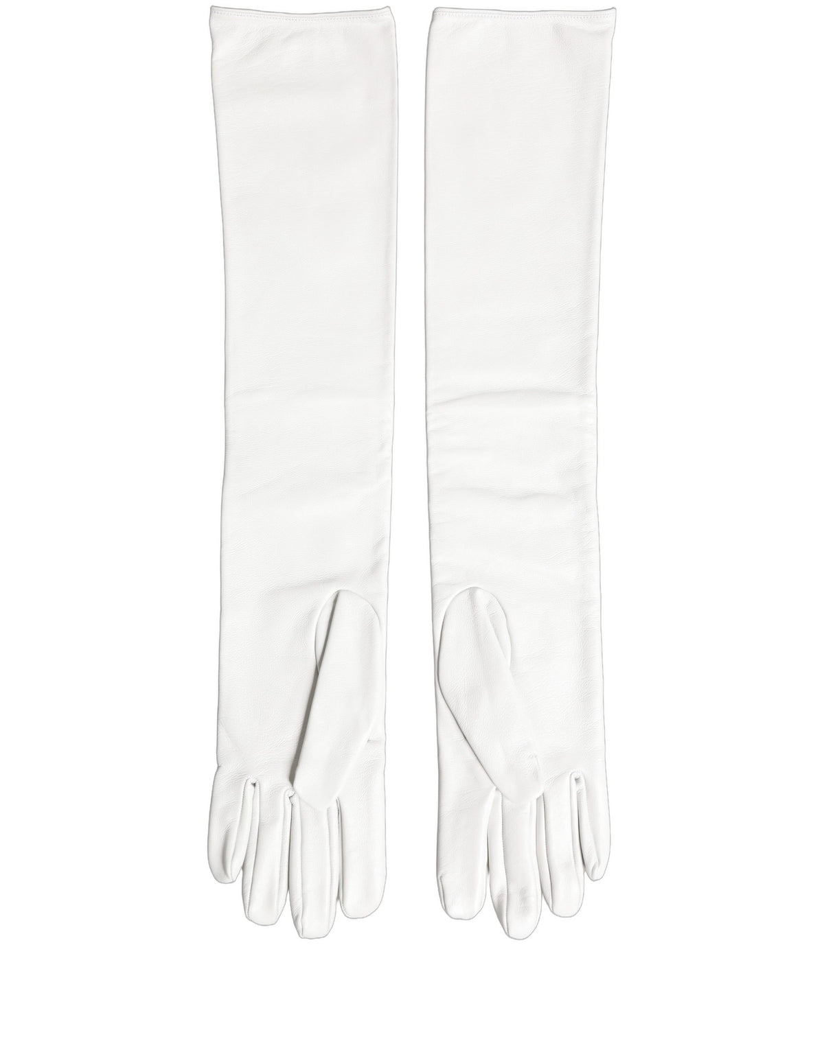Dolce & Gabbana Weiße Handschuhe aus echtem Leder mit geprägtem DG-Logo