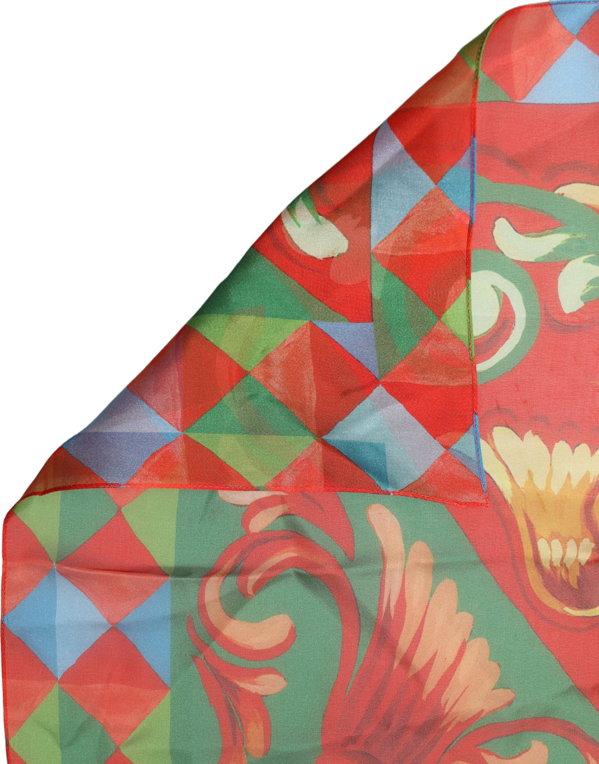 Dolce & Gabbana Multicolor Seiden Foulard im Quadrat mit Print