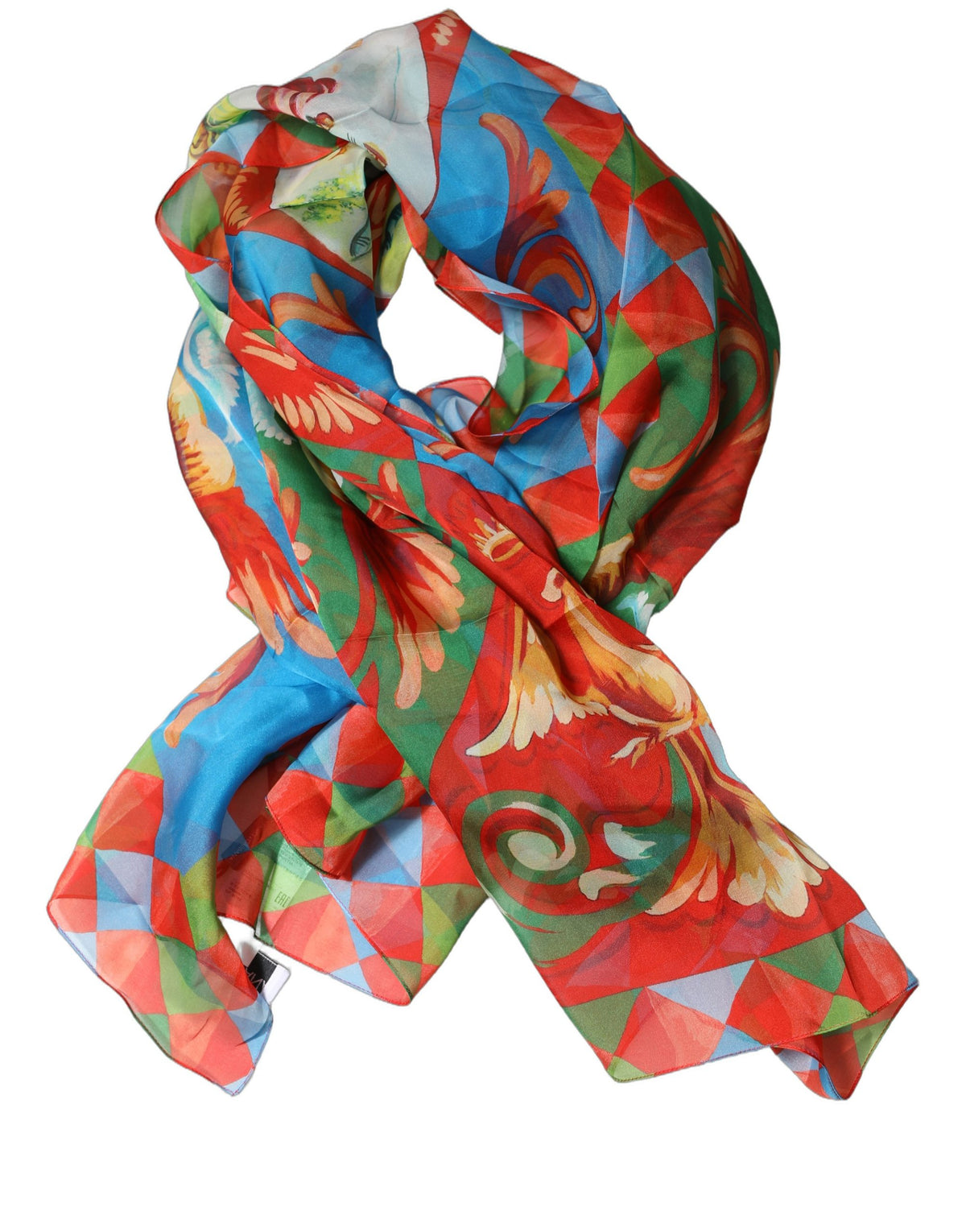 Dolce & Gabbana Multicolor Seiden Foulard im Quadrat mit Print