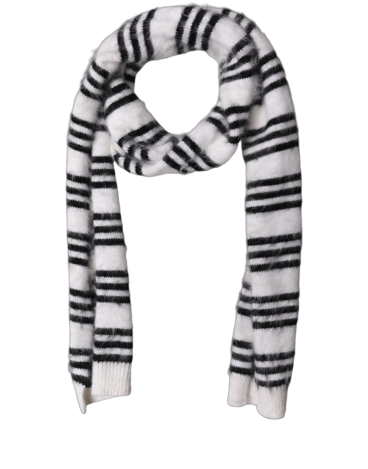 Dolce & Gabbana Schmaler Schal mit weiß-schwarzen Streifen